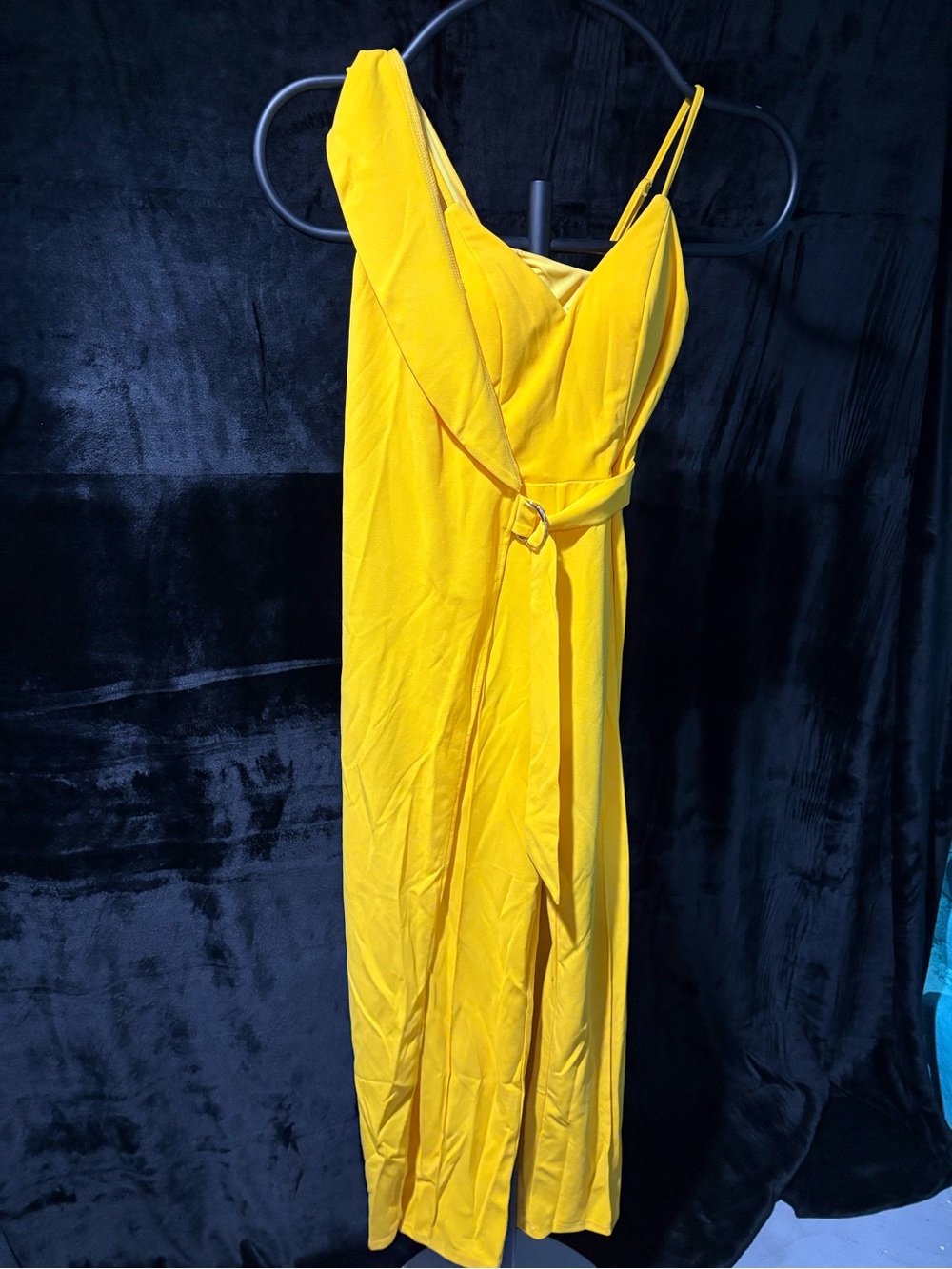 Yellow Wrap-Style Women's jumpsuit with Belt